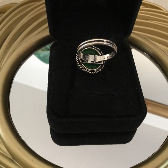 GREEN DRUZY ROUND STERLING SILVER RING/ SIZE 7 - Picture 3 of 8